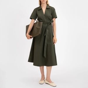 Tanya Taylor Shiv Shirt Dress Olive Green Maxi with Belt